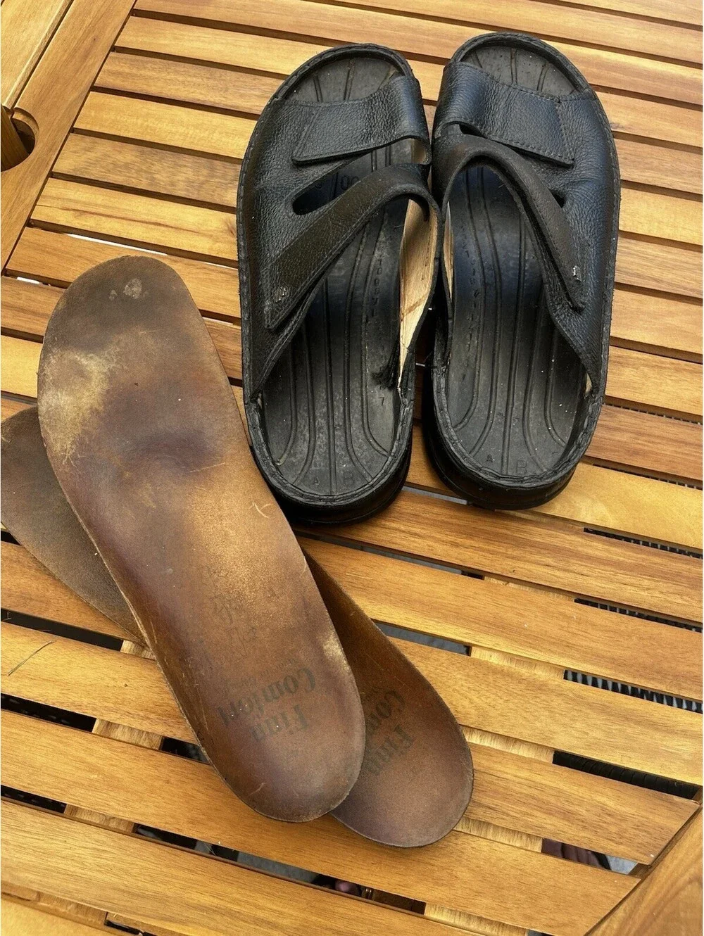 Finn Comfort Riad Men's Black Buggy Leather Slide Sandal Size EUR 47 / 12.5 US